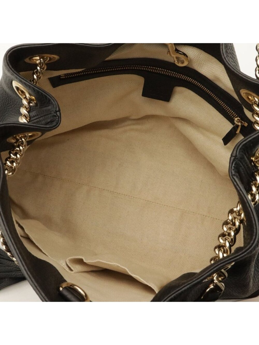 Gucci Soho Interlocking G Logo Chain Shoulder Bag Tote Tassel Charm Leather - Picture 7 of 9